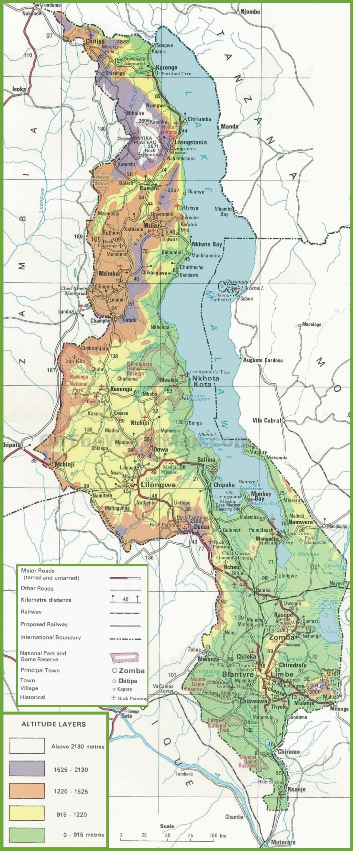 خريطة خريطة المادية ملاوي