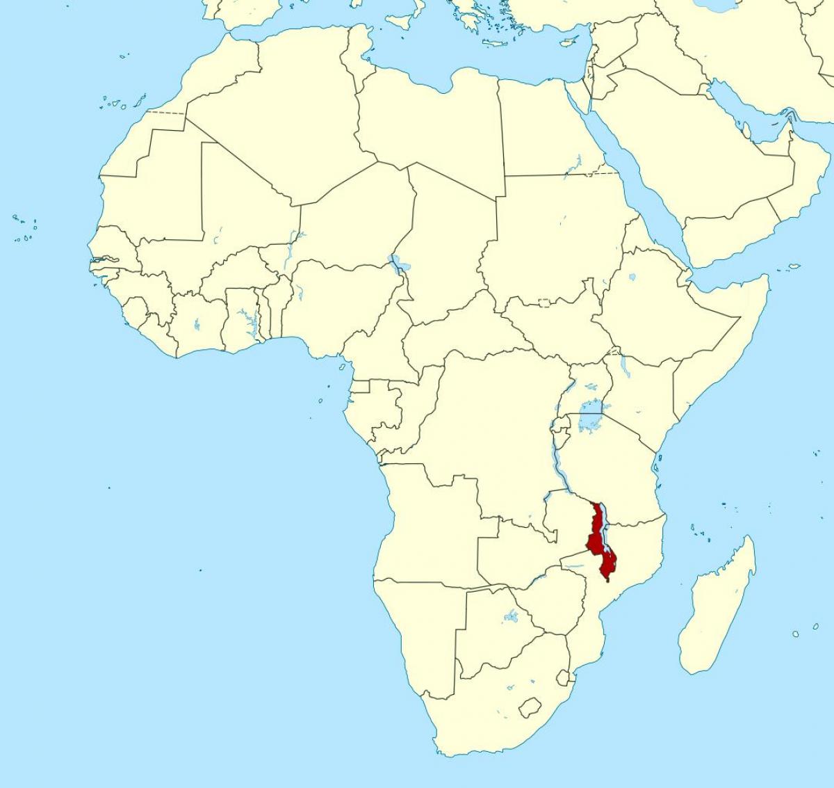 ملاوي الموقع على خريطة العالم ، 