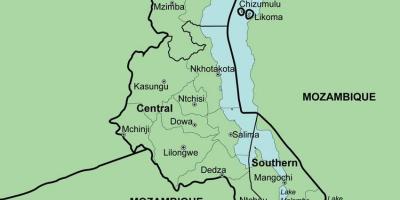 خريطة ملاوي تظهر المناطق