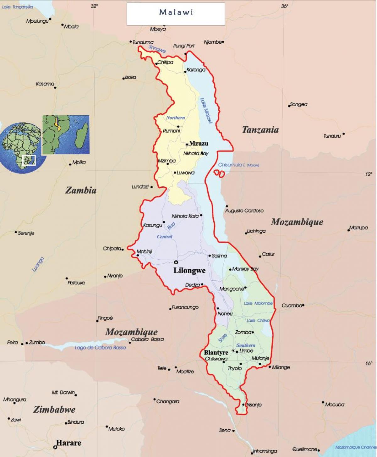 خريطة ملاوي السياسية