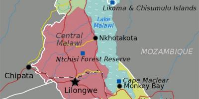 خريطة بحيرة ملاوي في أفريقيا